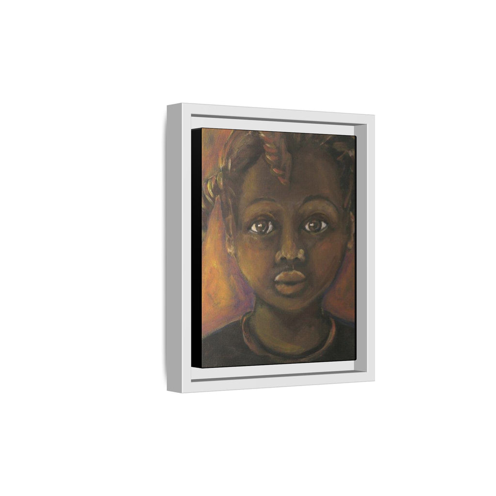 Framed Matte Canvas Portrait – African American Child Wall Art, Warm Earthtone Nursery Décor