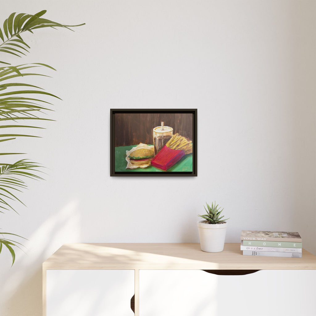 Burger and Fries Matte Canvas, Framed (Multi-color)