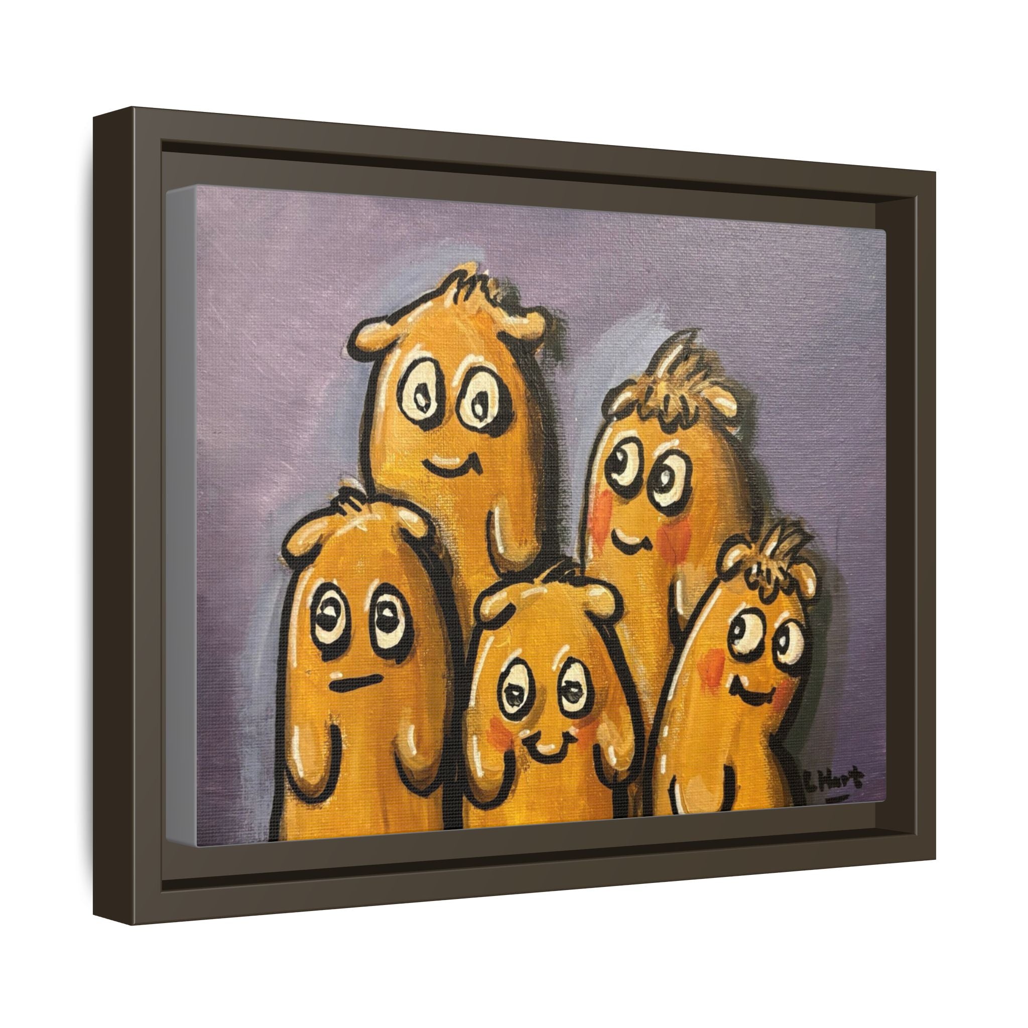 Whimsical Family Monsters Matte Canvas Framed Wall Art