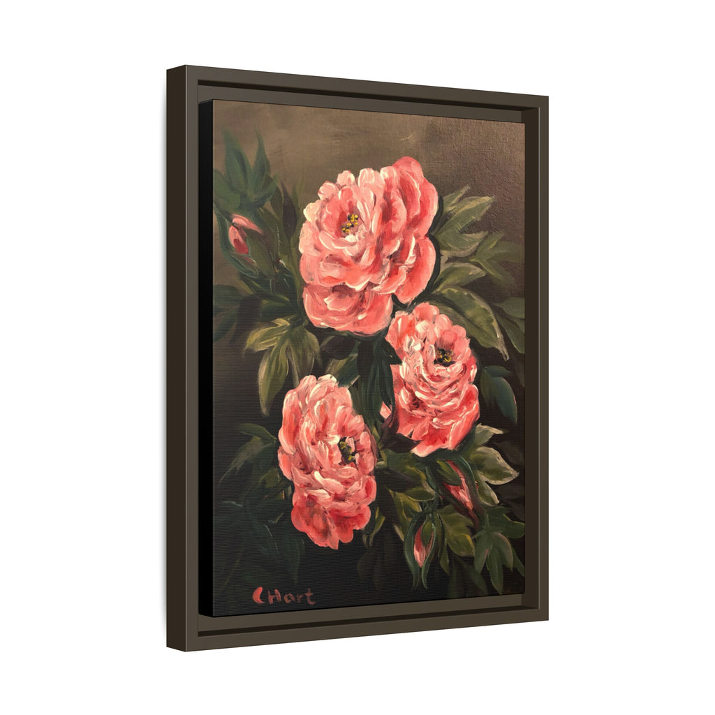 Framed Floral Canvas Art — Pink Peonies Matte Print