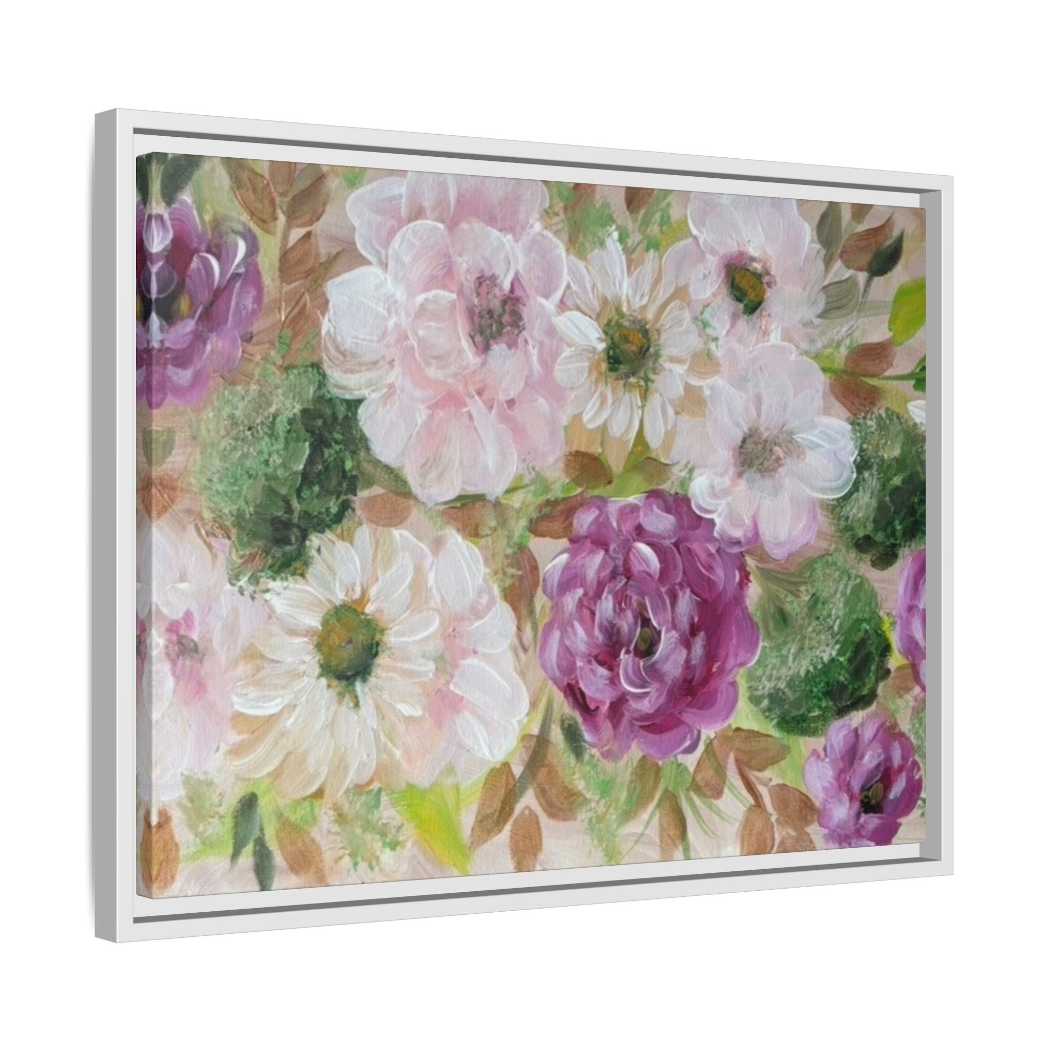 Floral Canvas Print — Pink & Mauve Watercolor Peonies