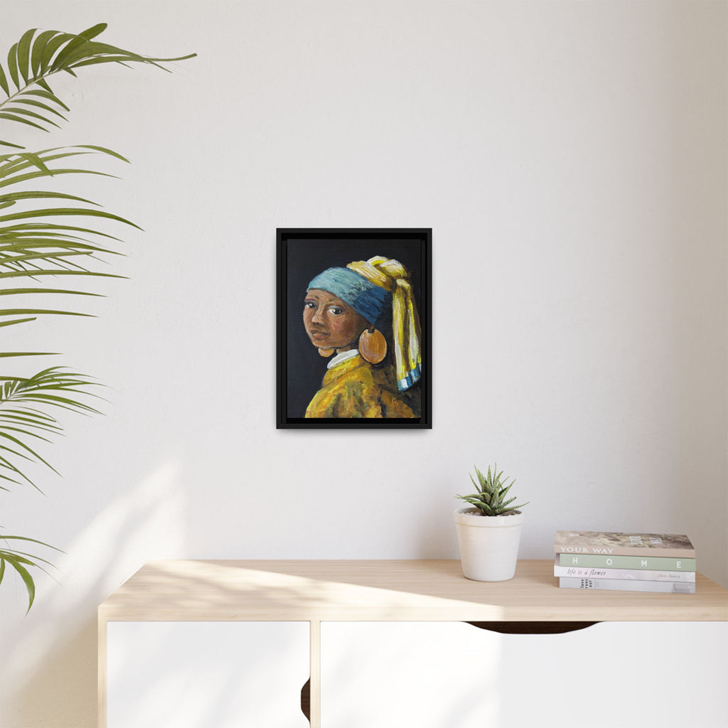 Girl with a Copper Earring, Framed Matte Canvas Print — new take on a classic.