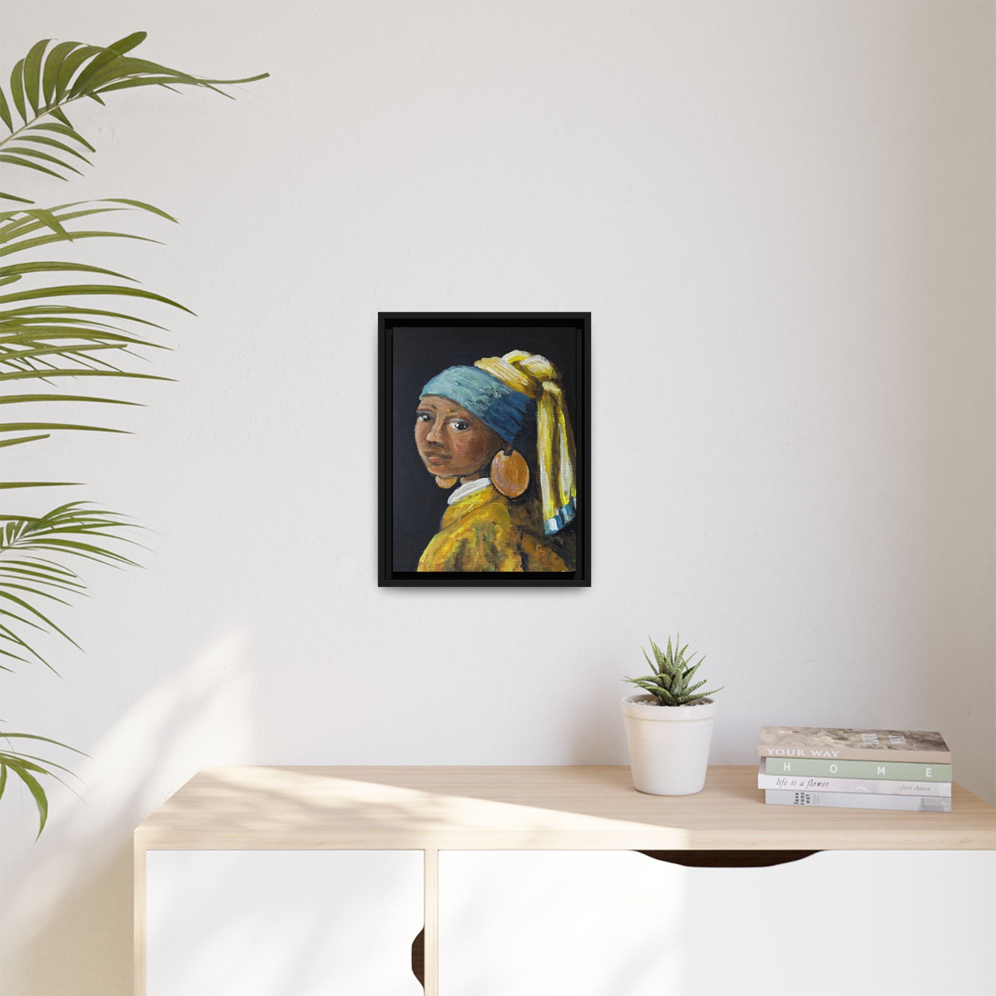 Girl with a Copper Earring, Framed Matte Canvas Print — new take on a classic.