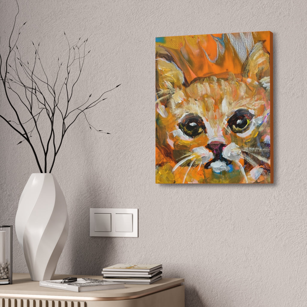 Friendly Cat, Printed Canvas Stretched, 1.5''