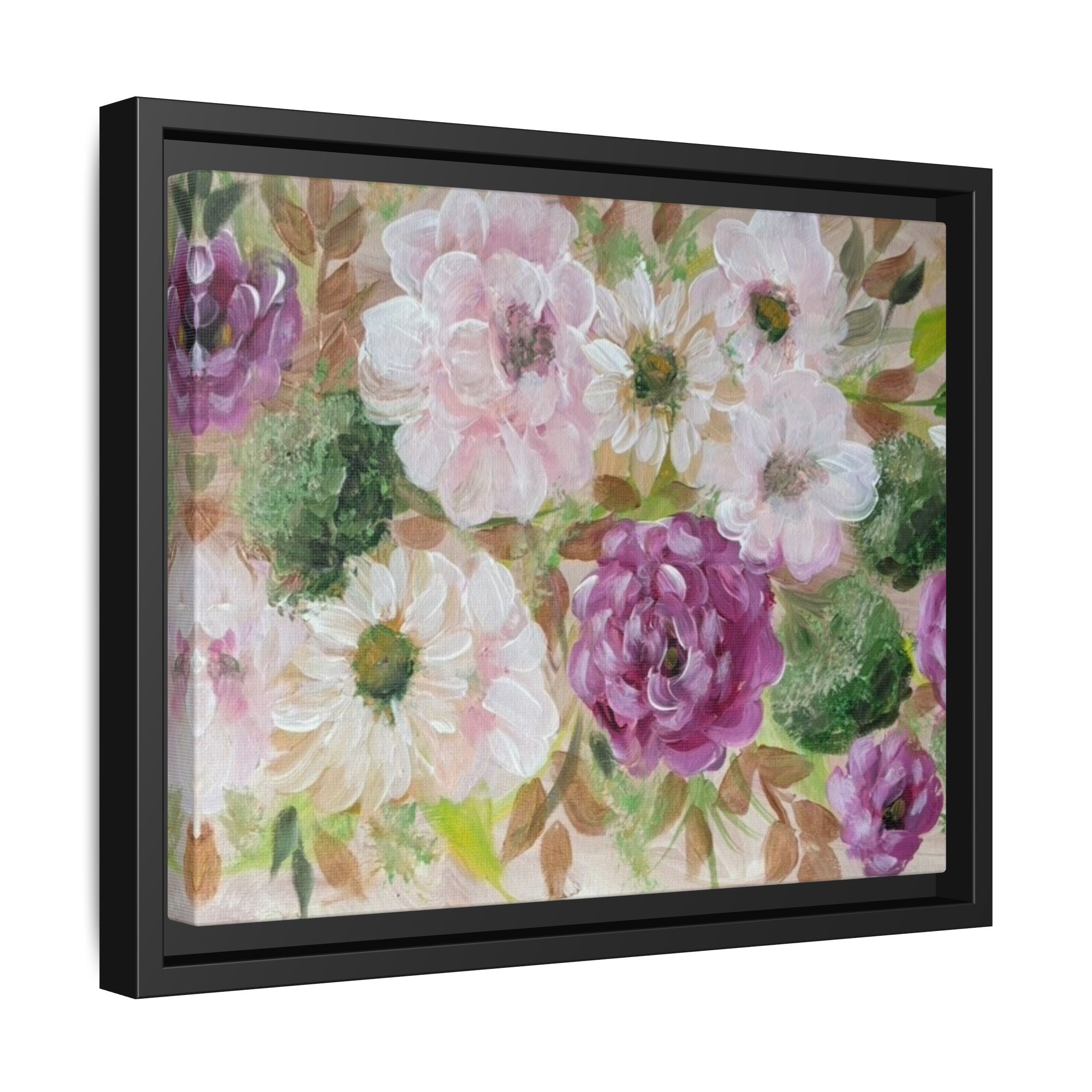 Floral Canvas Print — Pink & Mauve Watercolor Peonies