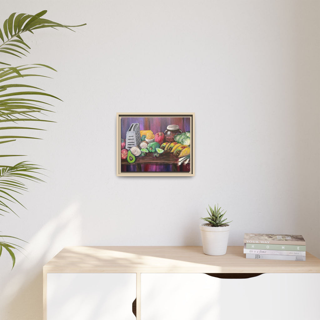 Taco Tuesday Framed Matte Canvas: Colorful Kitchen Still Life Painting