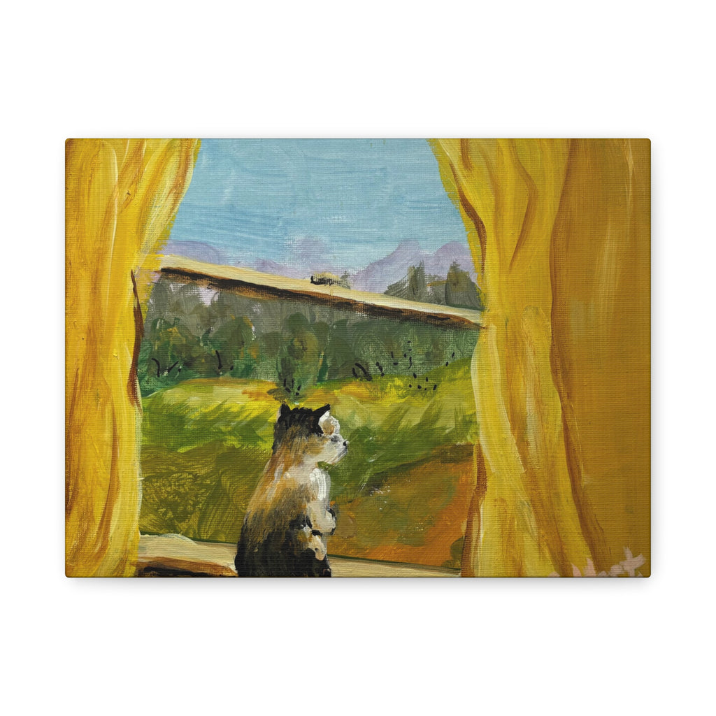 Thinking Cat - Matte Canvas Wall Art (Stretched 1.25")