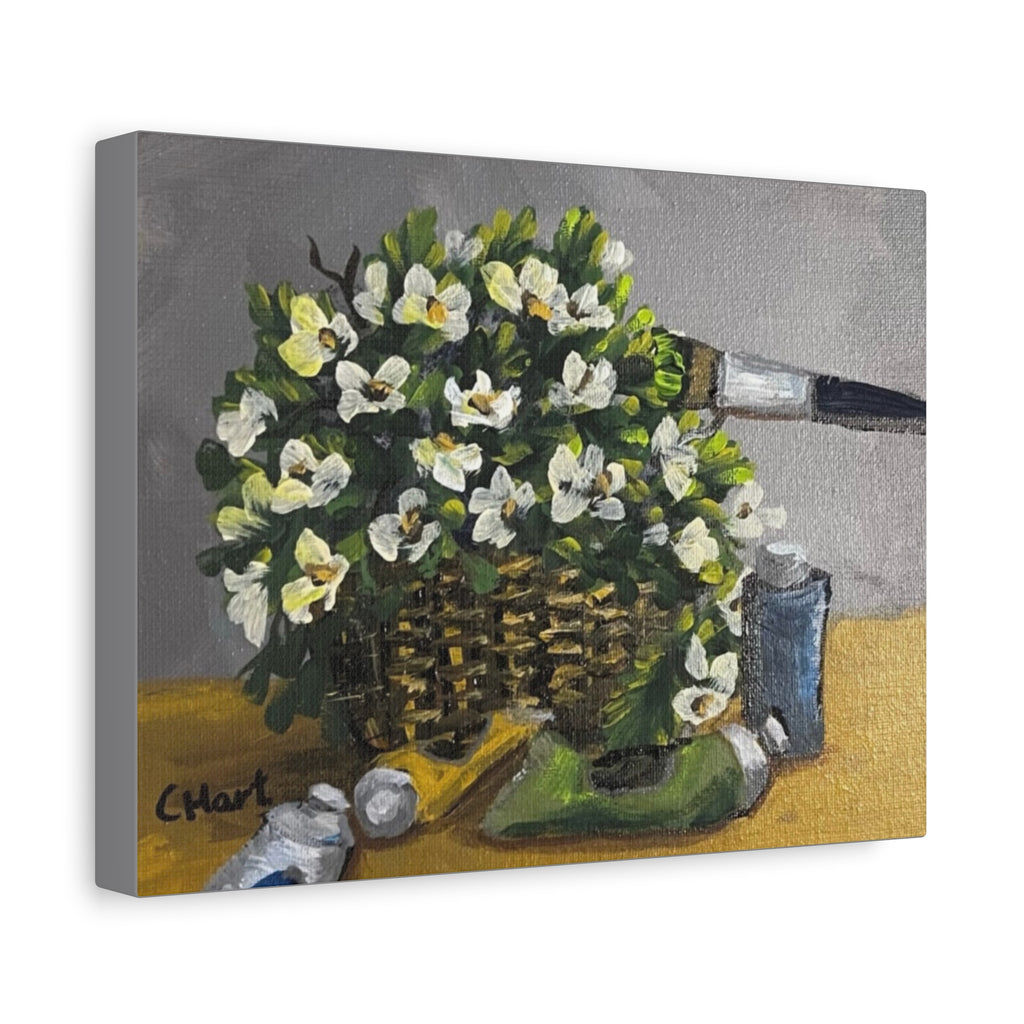 Flower Painting, Matte Printed Canvas, Stretched, 1.25"