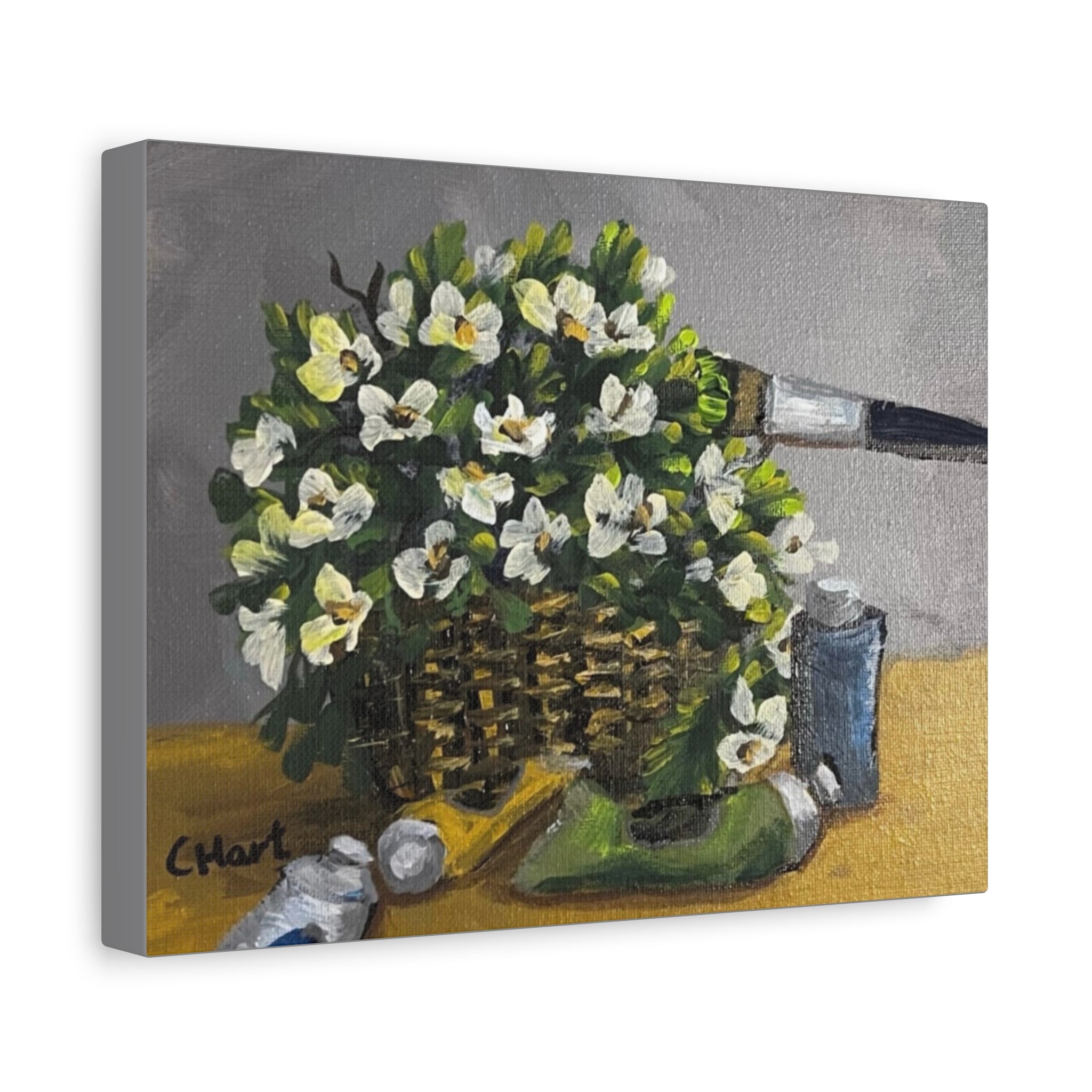 Flower Painting, Matte Printed Canvas, Stretched, 1.25"