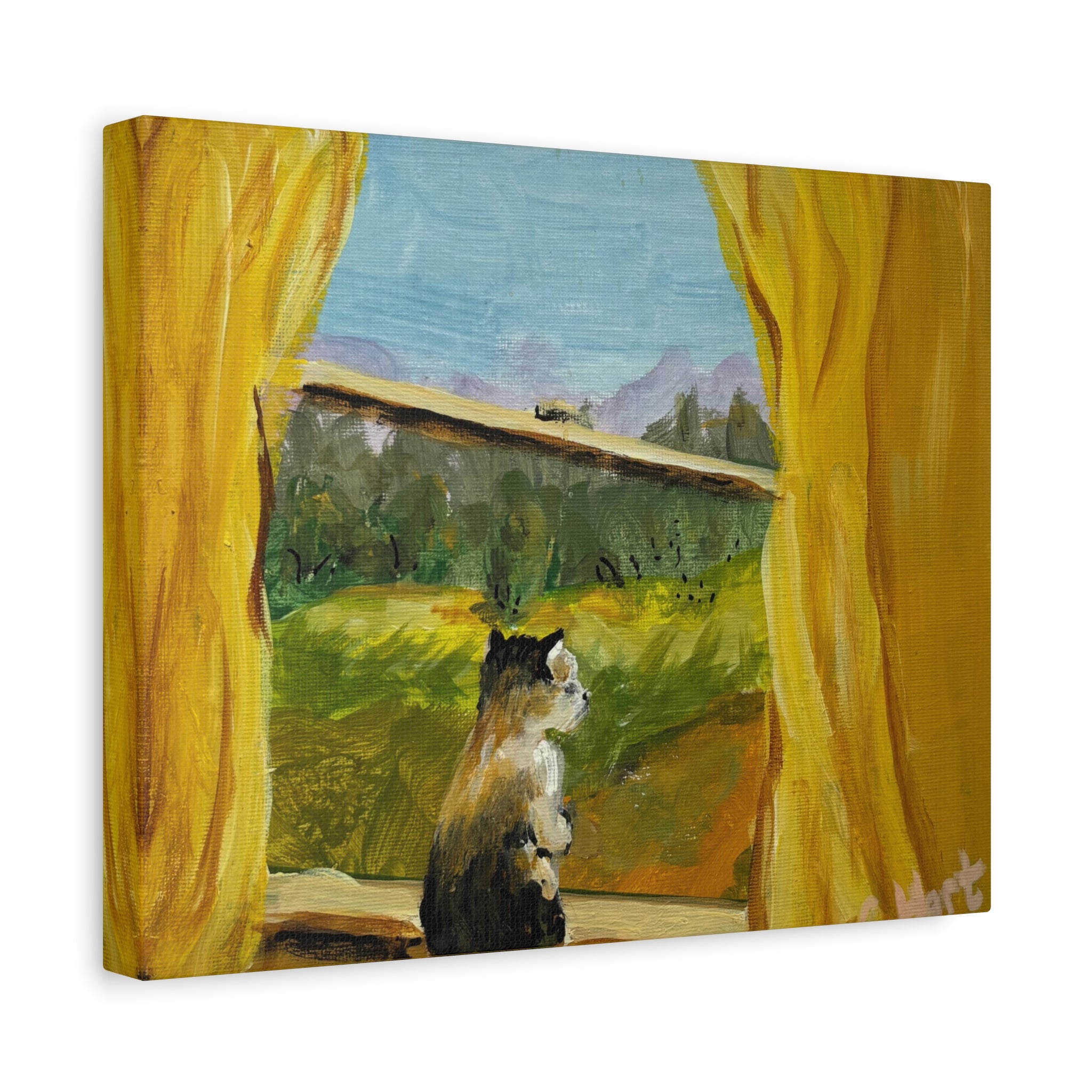 Thinking Cat - Matte Canvas Wall Art (Stretched 1.25")