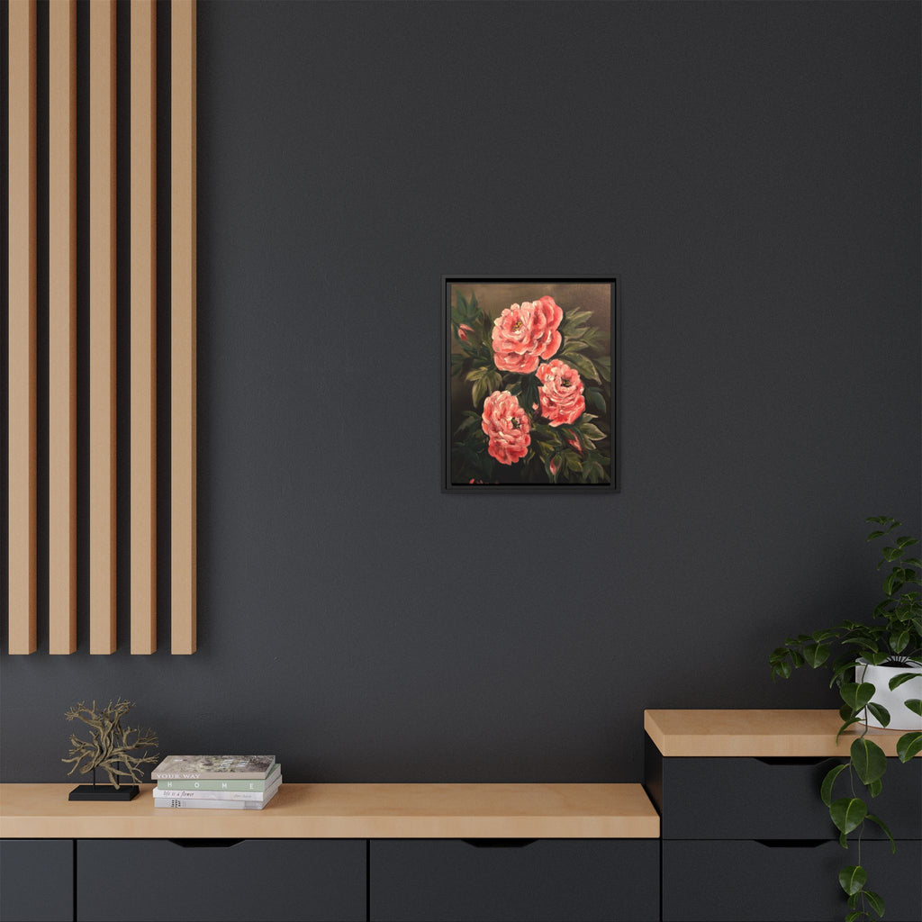 Framed Floral Canvas Art — Pink Peonies Matte Print