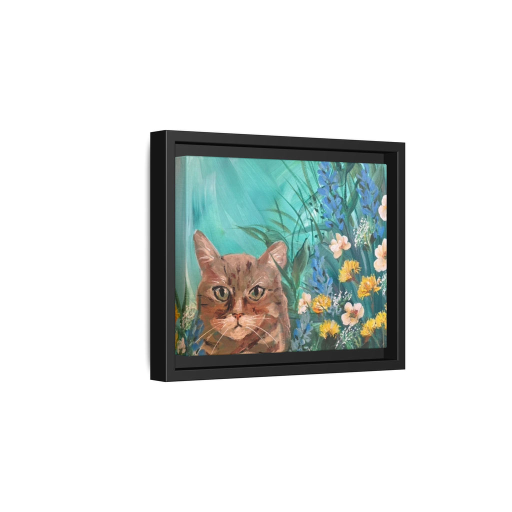 Framed Cat Portrait Canvas — Floral Wall Art