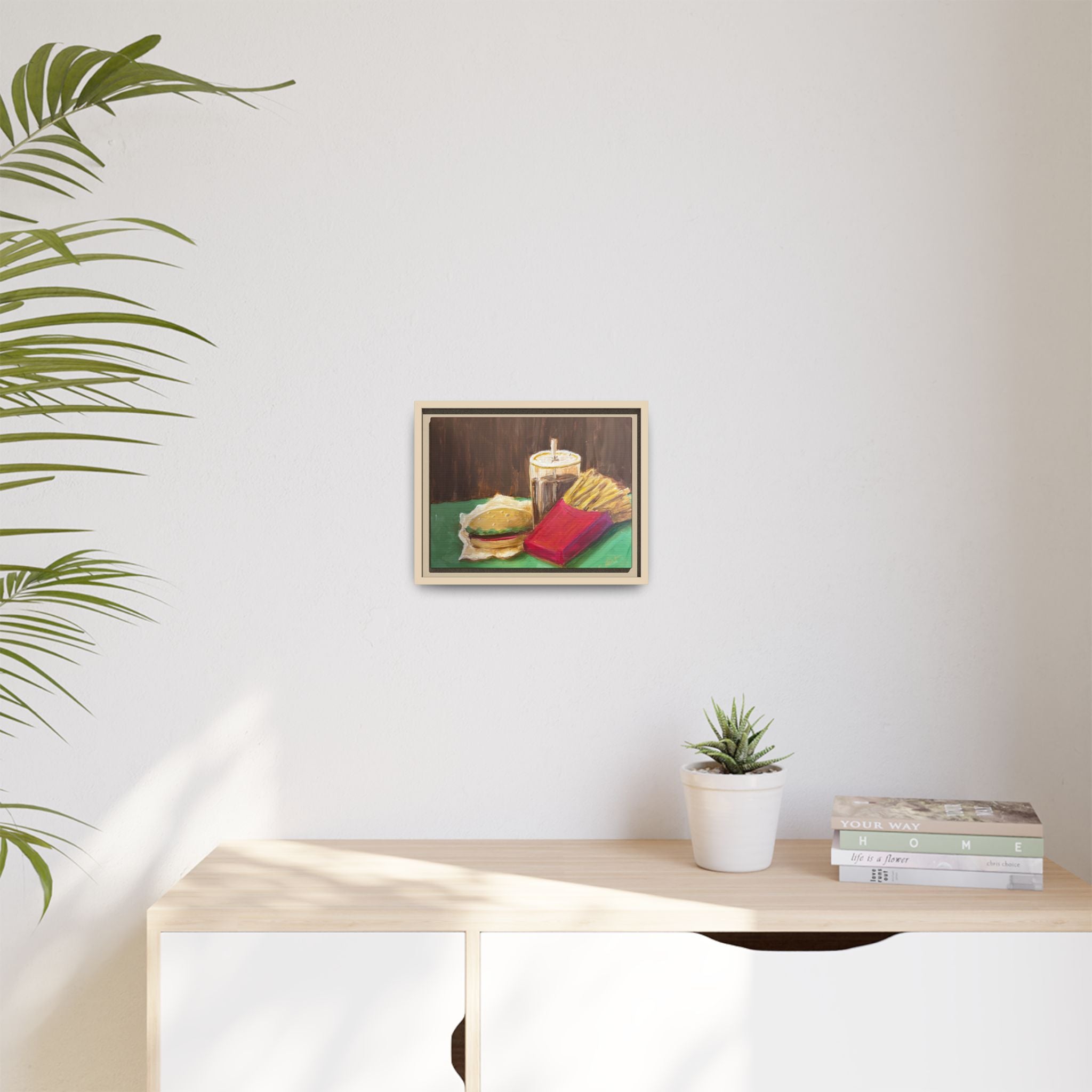 Burger and Fries Matte Canvas, Framed (Multi-color)