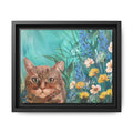 Framed Cat Portrait Canvas — Floral Wall Art