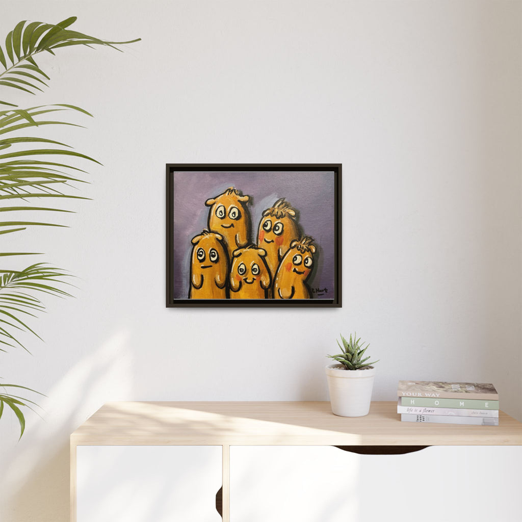 Whimsical Family Monsters Matte Canvas Framed Wall Art