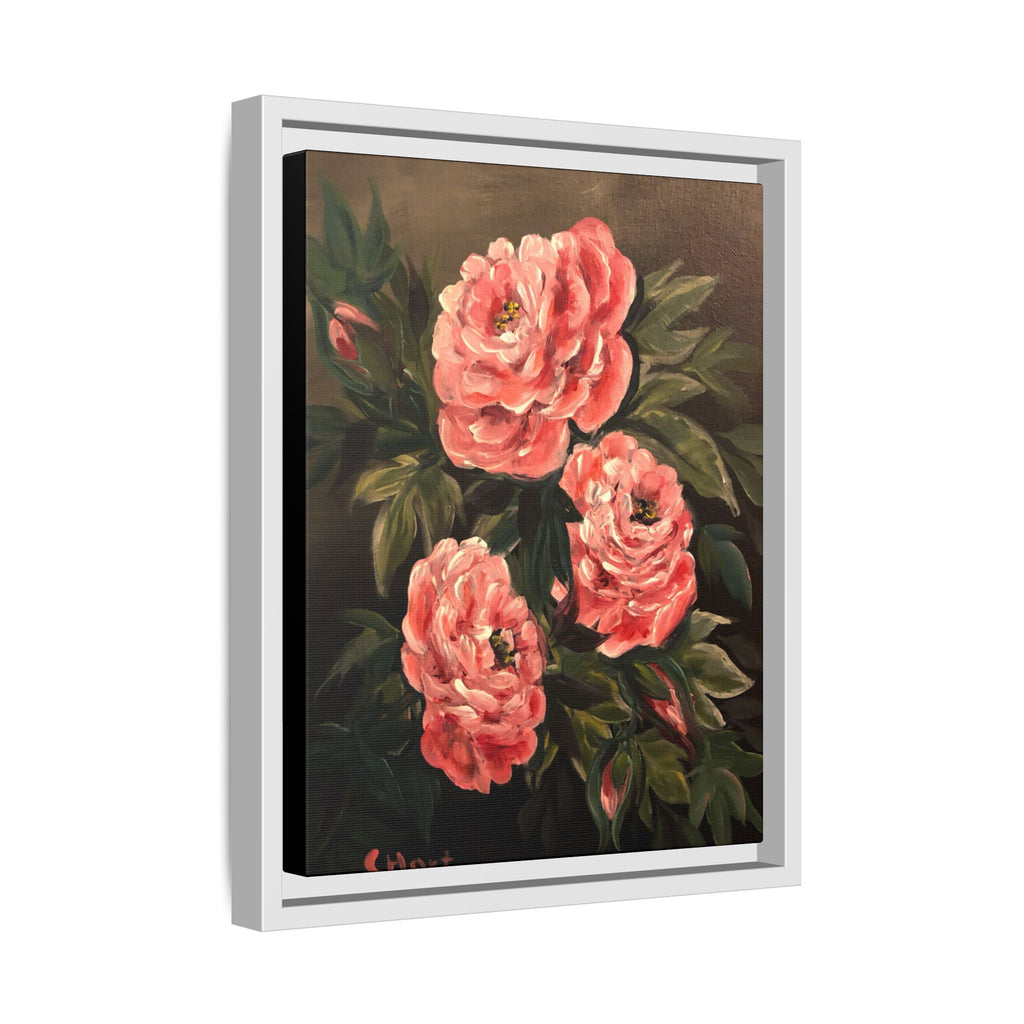 Framed Floral Canvas Art — Pink Peonies Matte Print