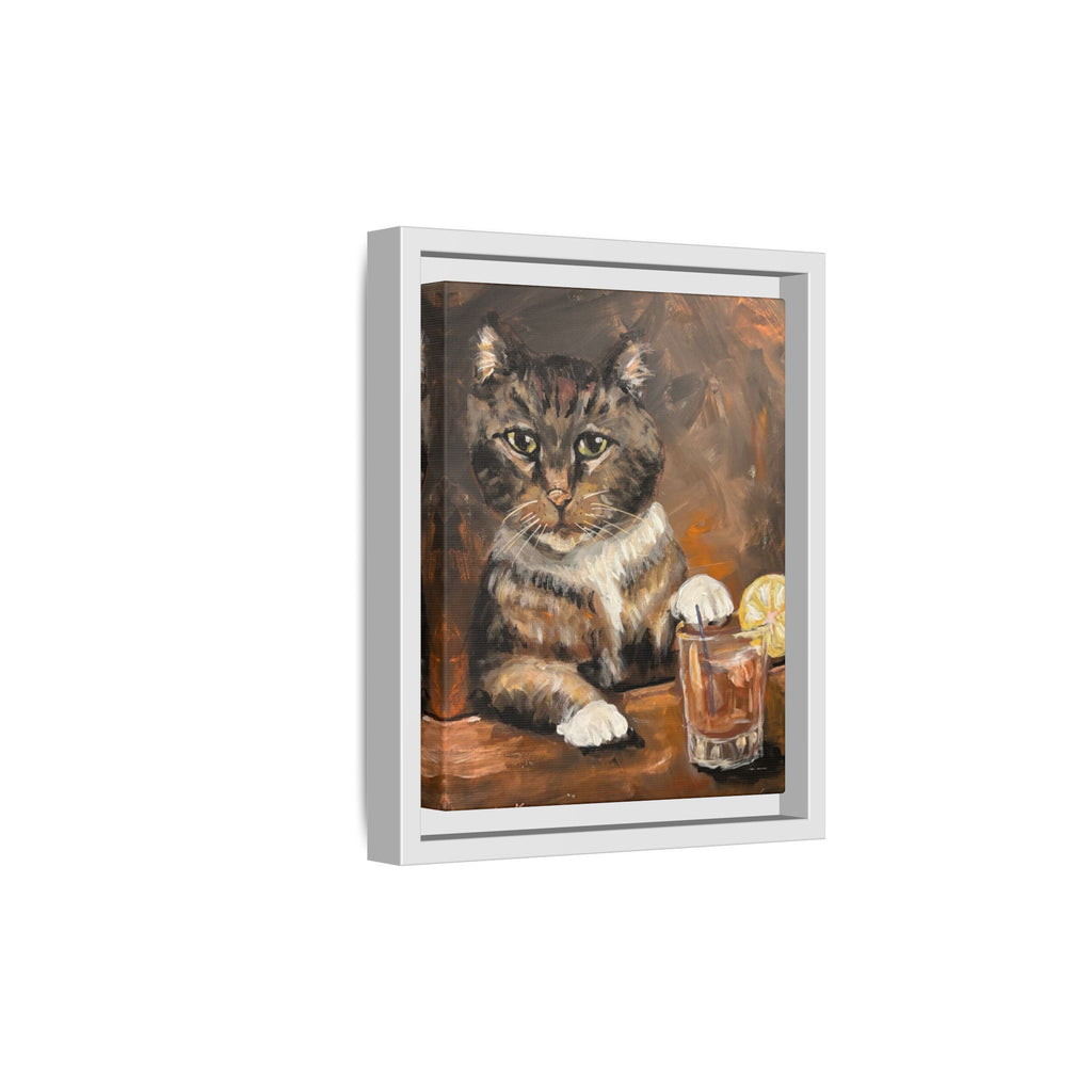 Tabby Cat With Drink - Matte Canvas Wall Art