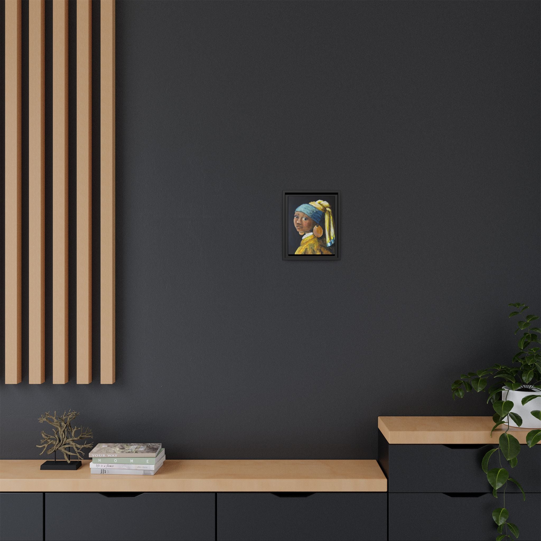 Girl with a Copper Earring, Framed Matte Canvas Print — new take on a classic.