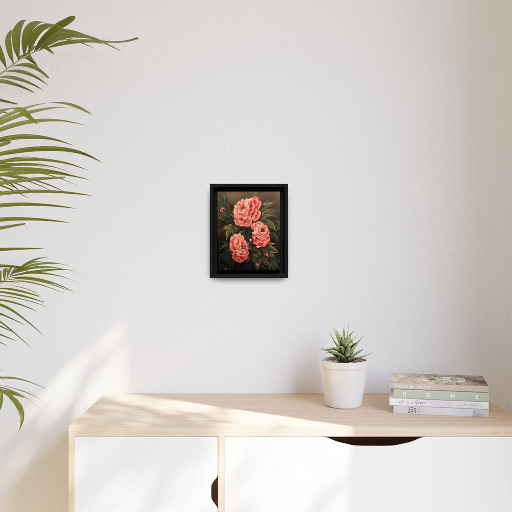 Framed Floral Canvas Art — Pink Peonies Matte Print
