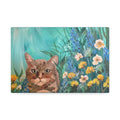 Floral with Tabby Cat Canvas