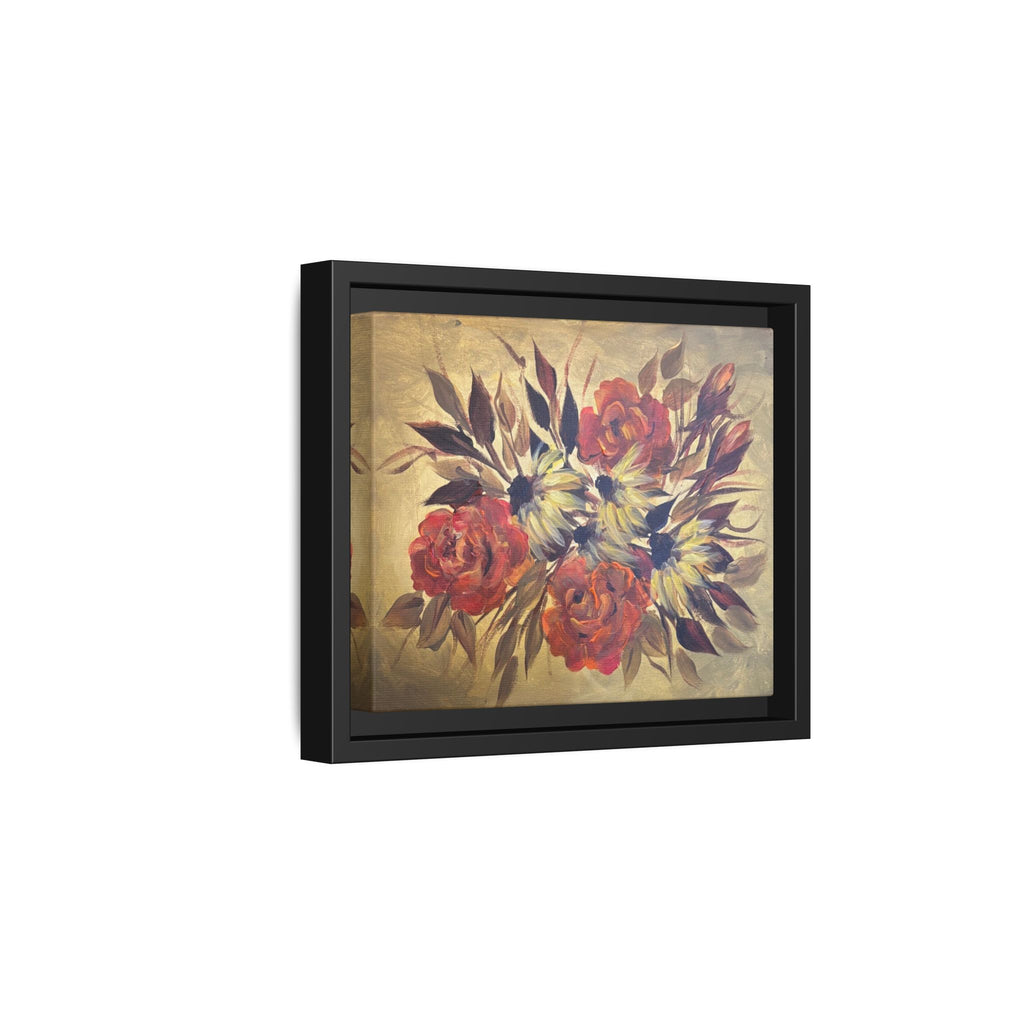 Framed Floral Canvas Wall Art — Vintage Rose Bouquet Matte Print