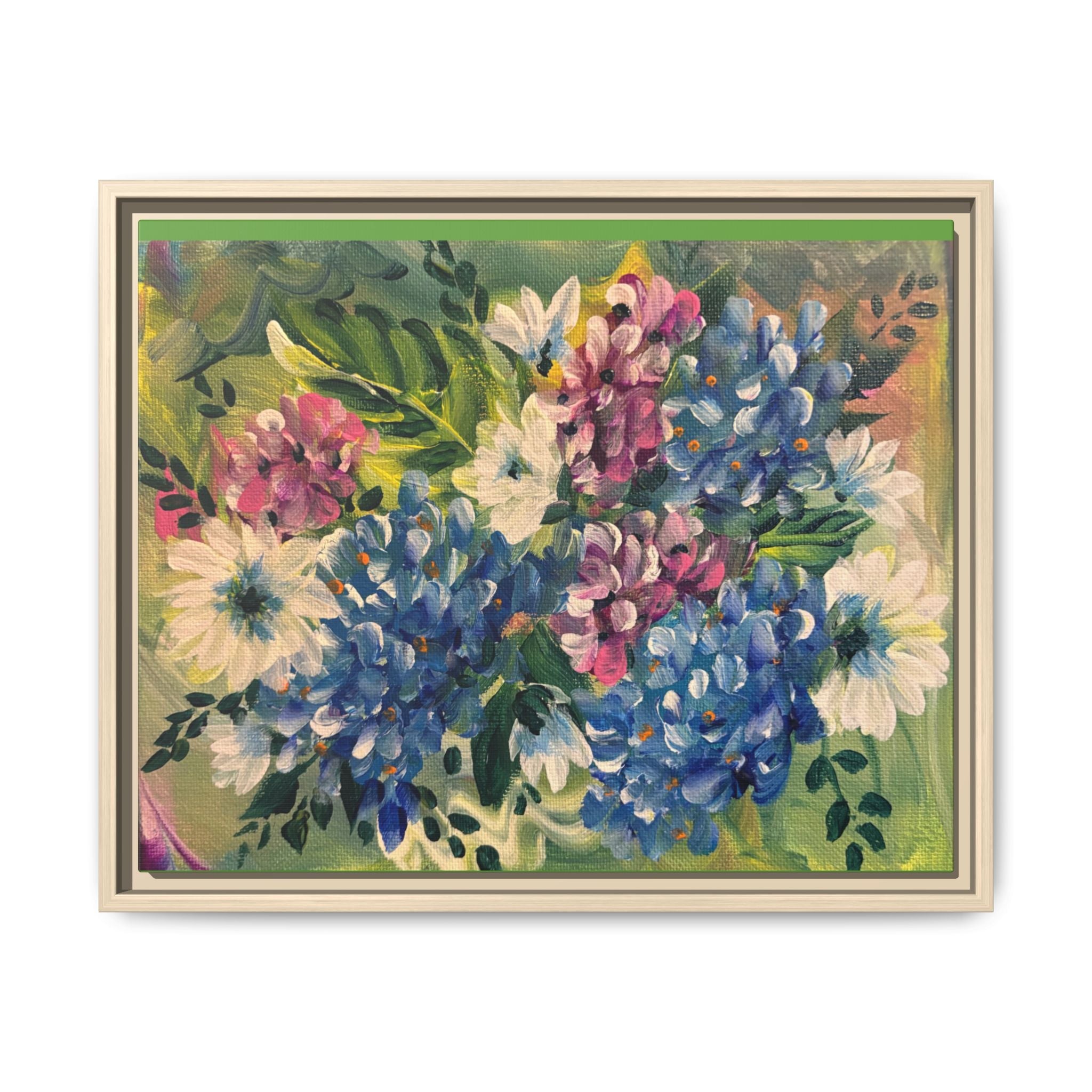 Floral Abstract Matte Canvas, Framed (Multi-color)