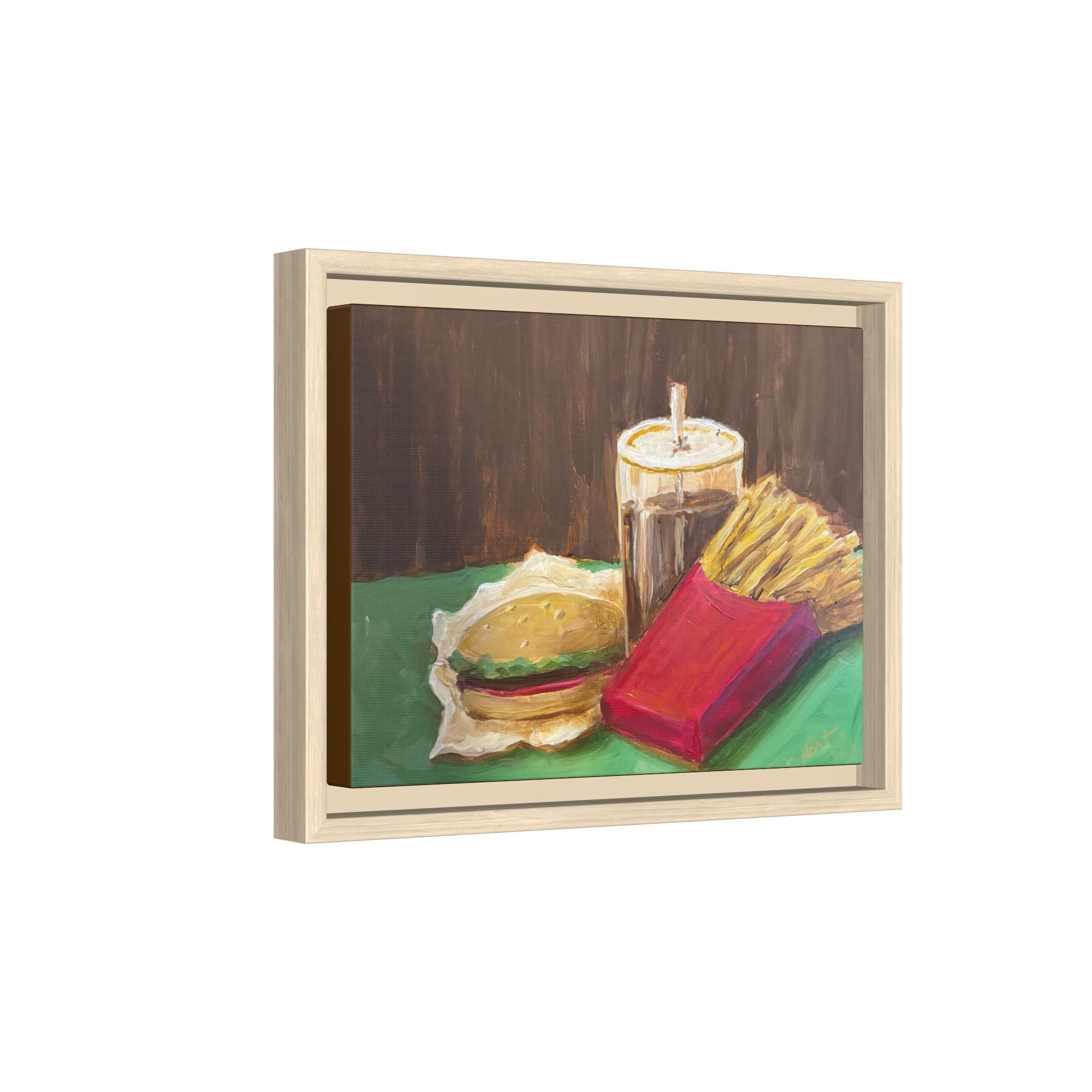 Burger and Fries Matte Canvas, Framed (Multi-color)