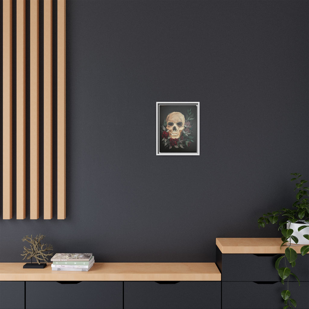 Framed Matte Canvas Skull & Roses Wall Art — Dark Gothic Home Decor