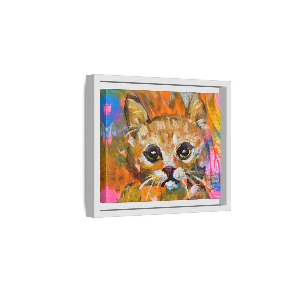 Framed Matte Canvas: Colorful Abstract Ginger Cat Wall Art