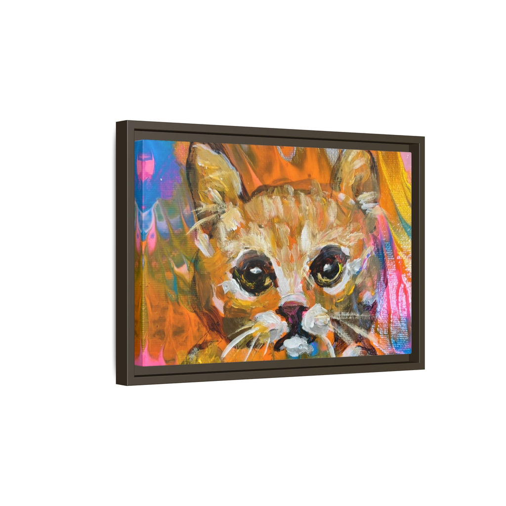 Framed Matte Canvas: Colorful Abstract Ginger Cat Wall Art