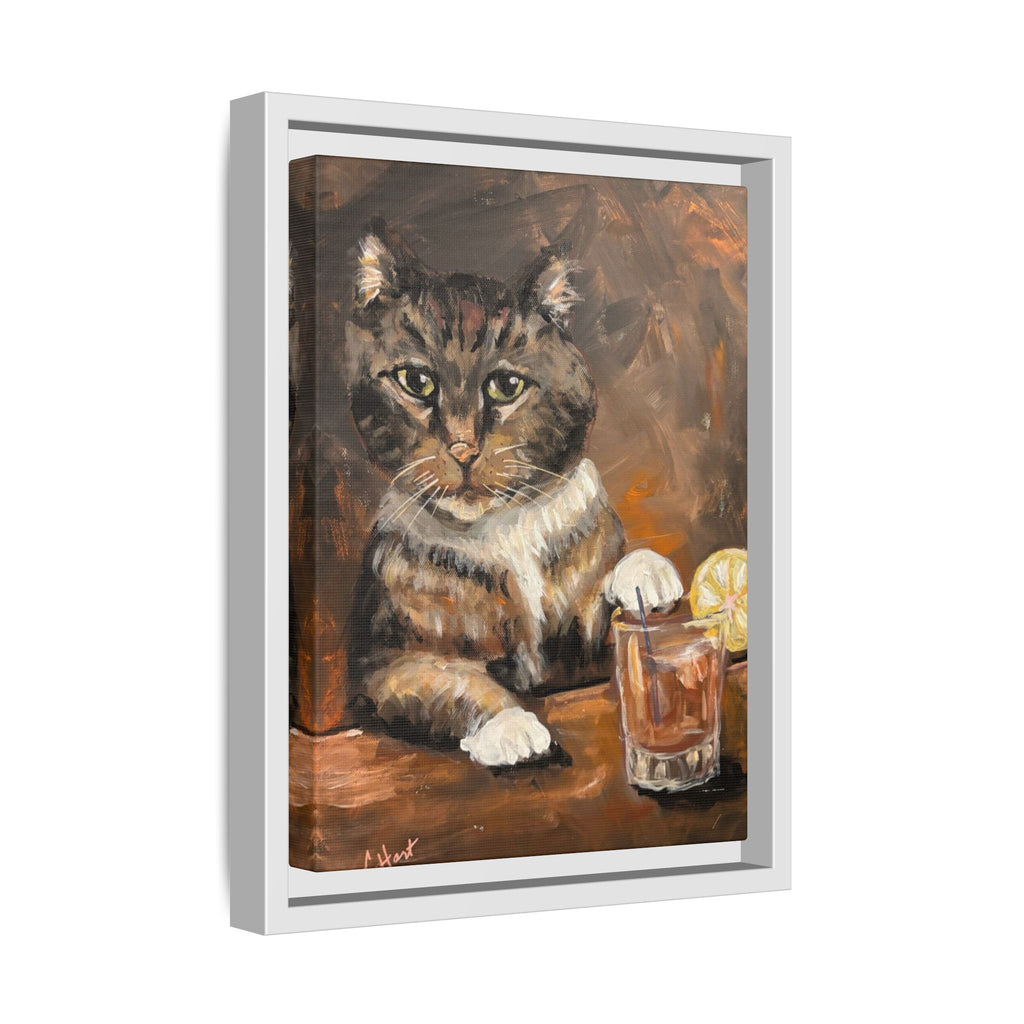 Tabby Cat With Drink - Matte Canvas Wall Art