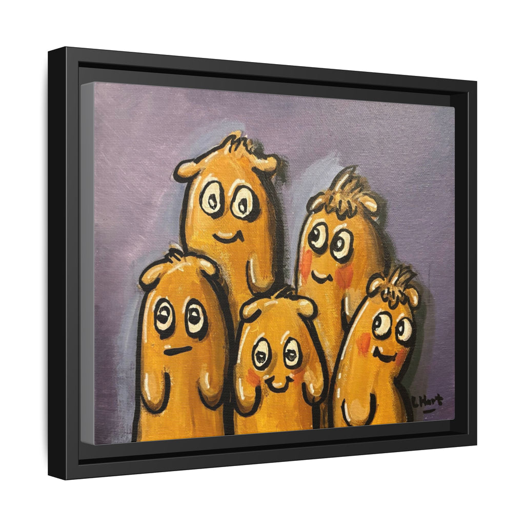 Whimsical Family Monsters Matte Canvas Framed Wall Art