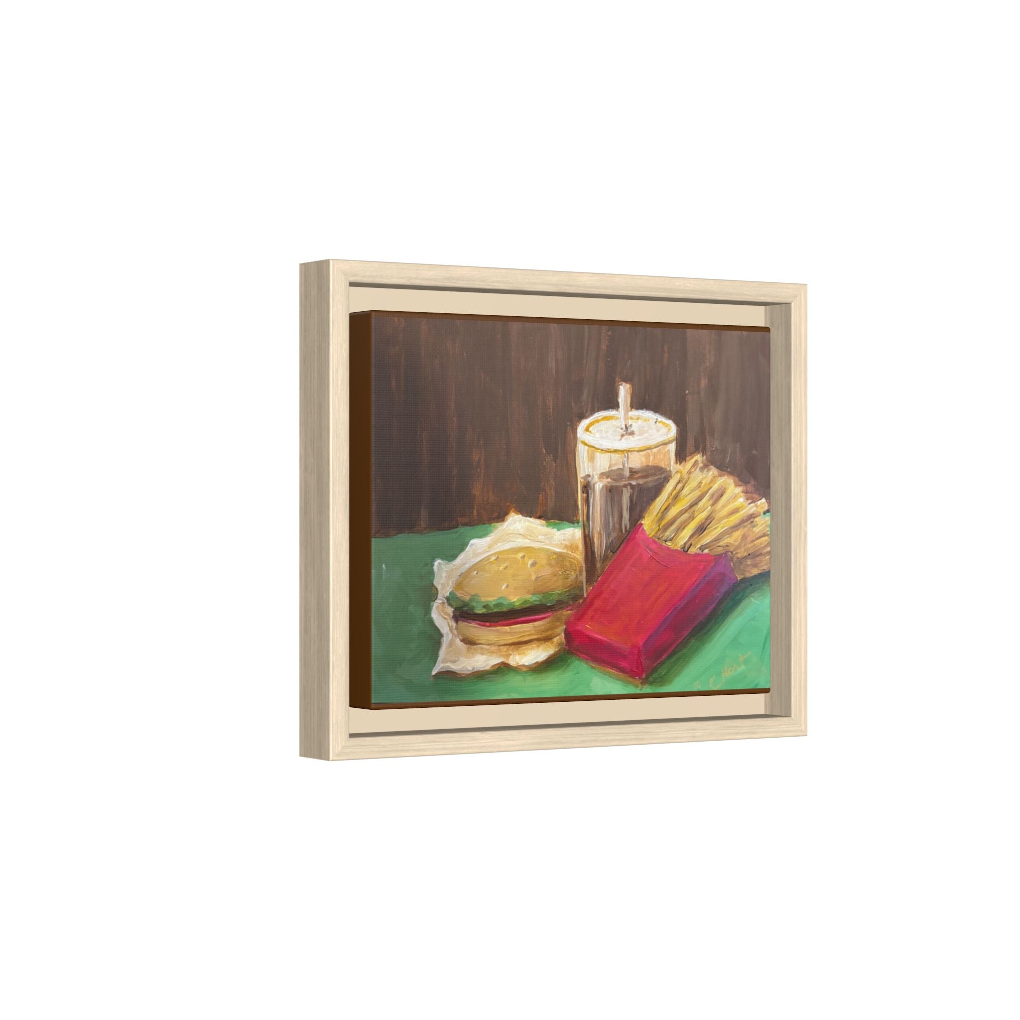Burger and Fries Matte Canvas, Framed (Multi-color)