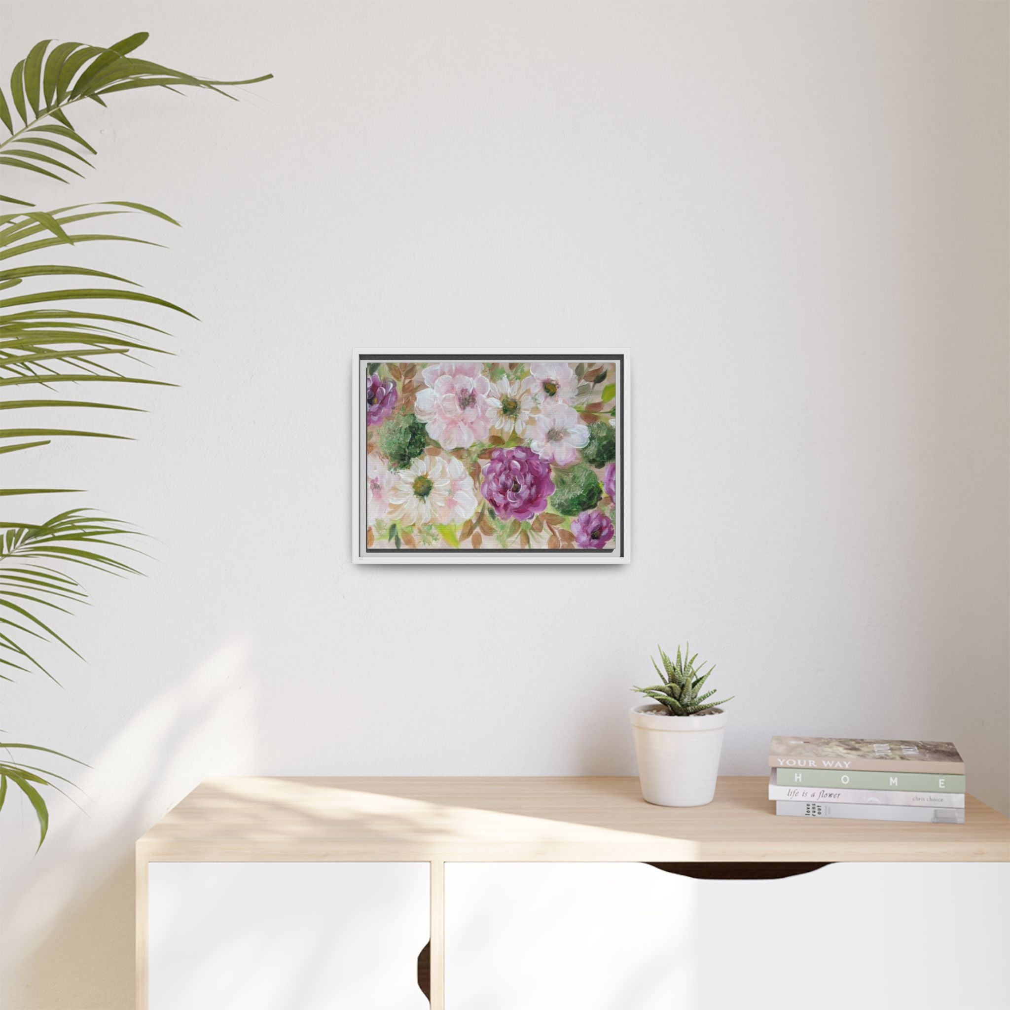 Floral Canvas Print — Pink & Mauve Watercolor Peonies