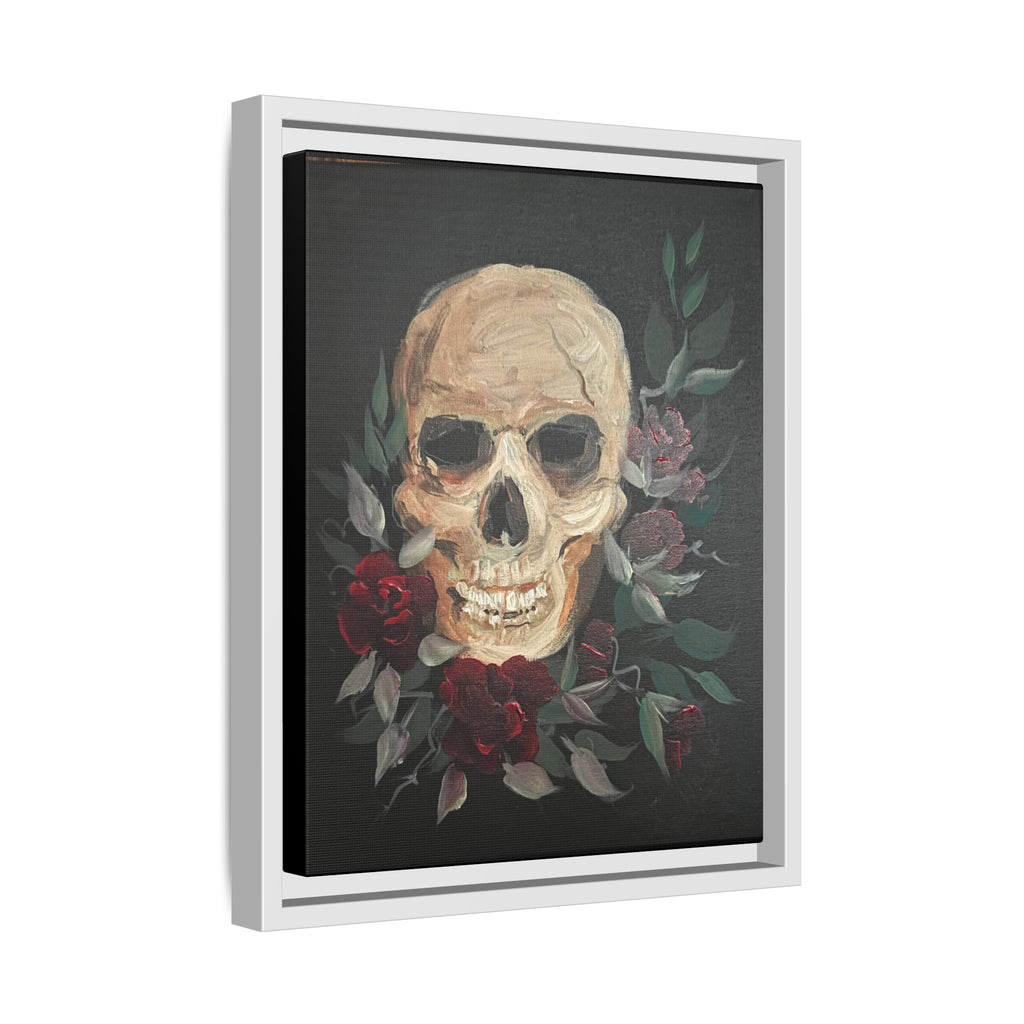 Framed Matte Canvas Skull & Roses Wall Art — Dark Gothic Home Decor