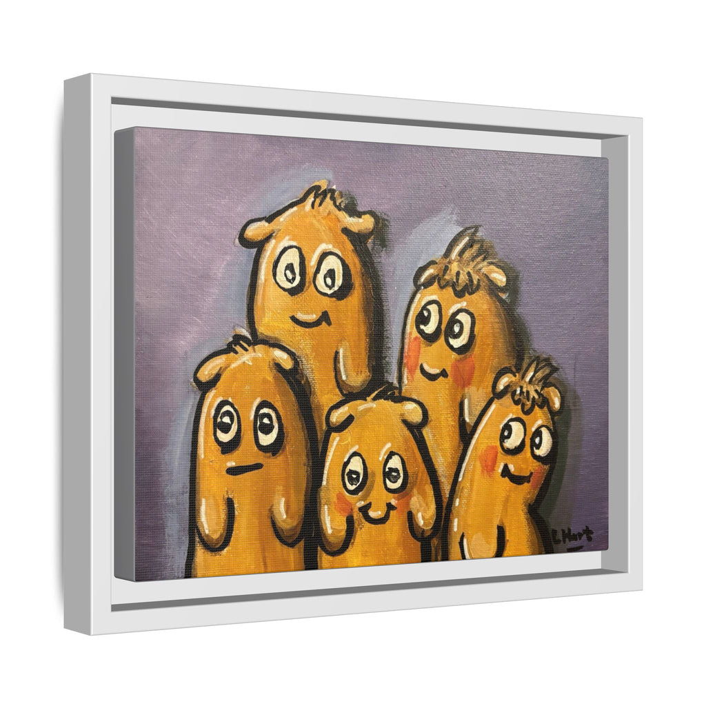 Whimsical Family Monsters Matte Canvas Framed Wall Art