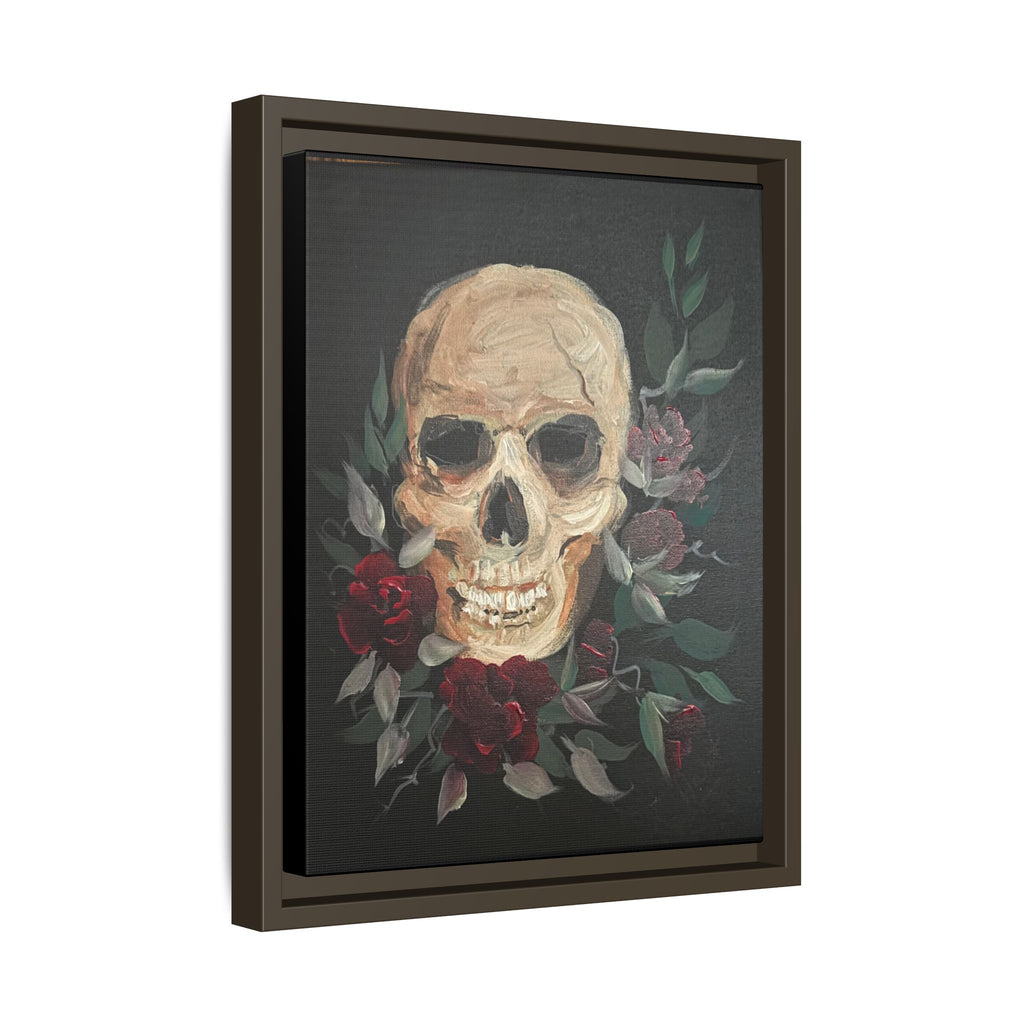 Framed Matte Canvas Skull & Roses Wall Art — Dark Gothic Home Decor