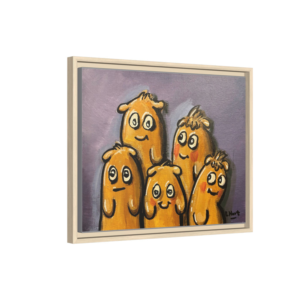 Whimsical Family Monsters Matte Canvas Framed Wall Art