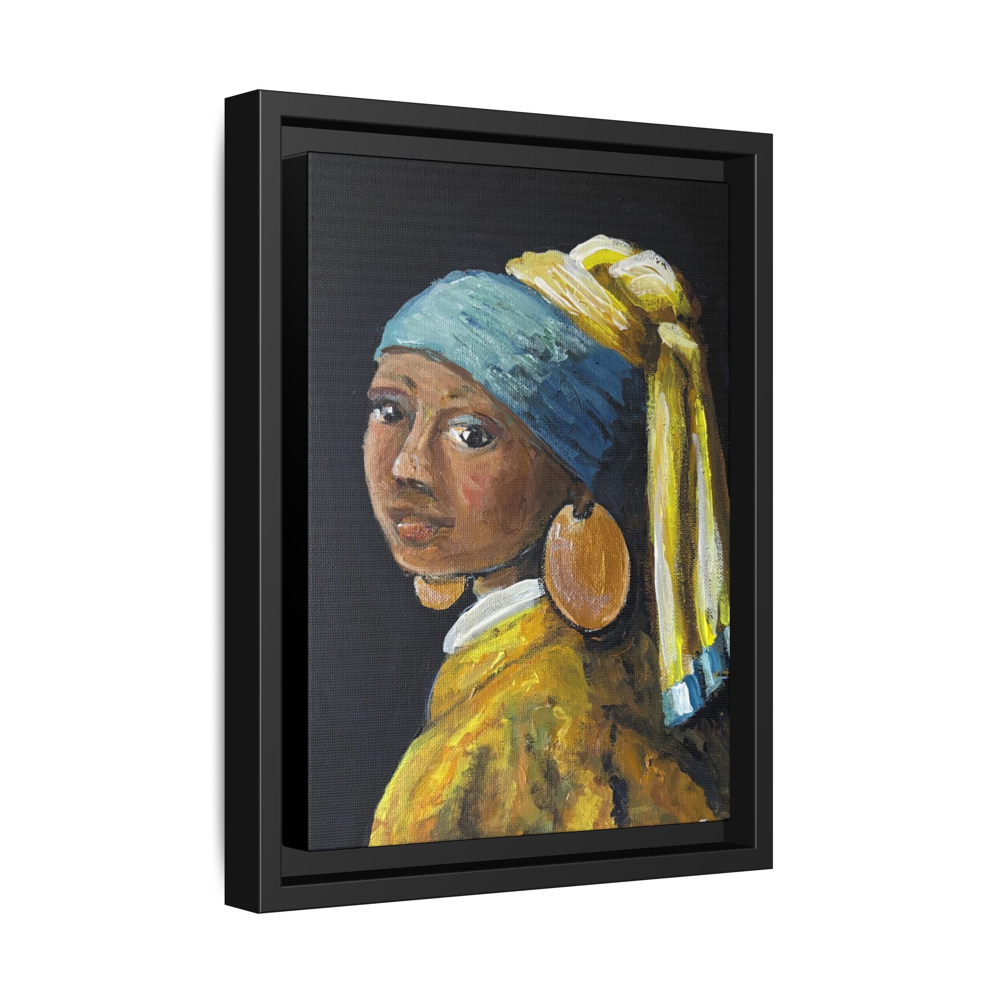 Girl with a Copper Earring, Framed Matte Canvas Print — new take on a classic.