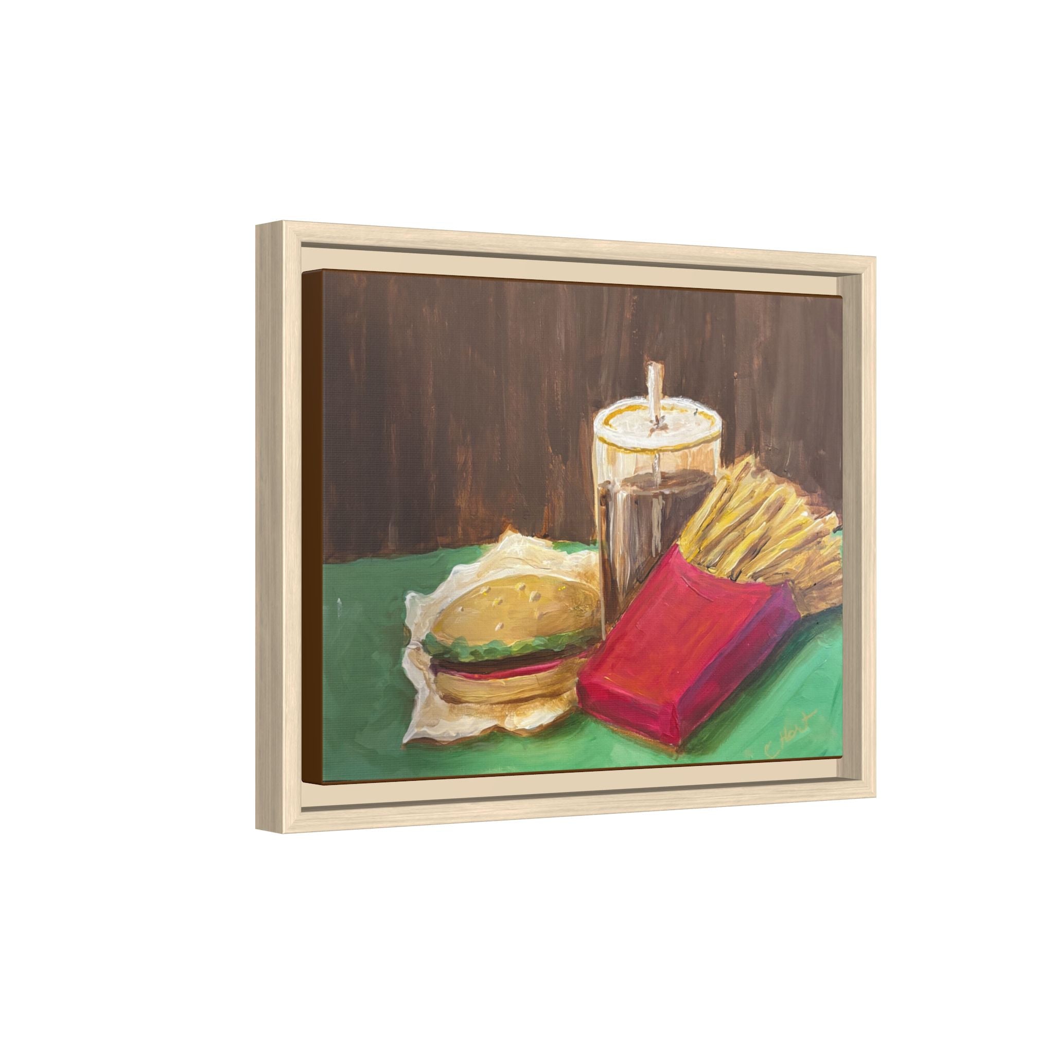 Burger and Fries Matte Canvas, Framed (Multi-color)