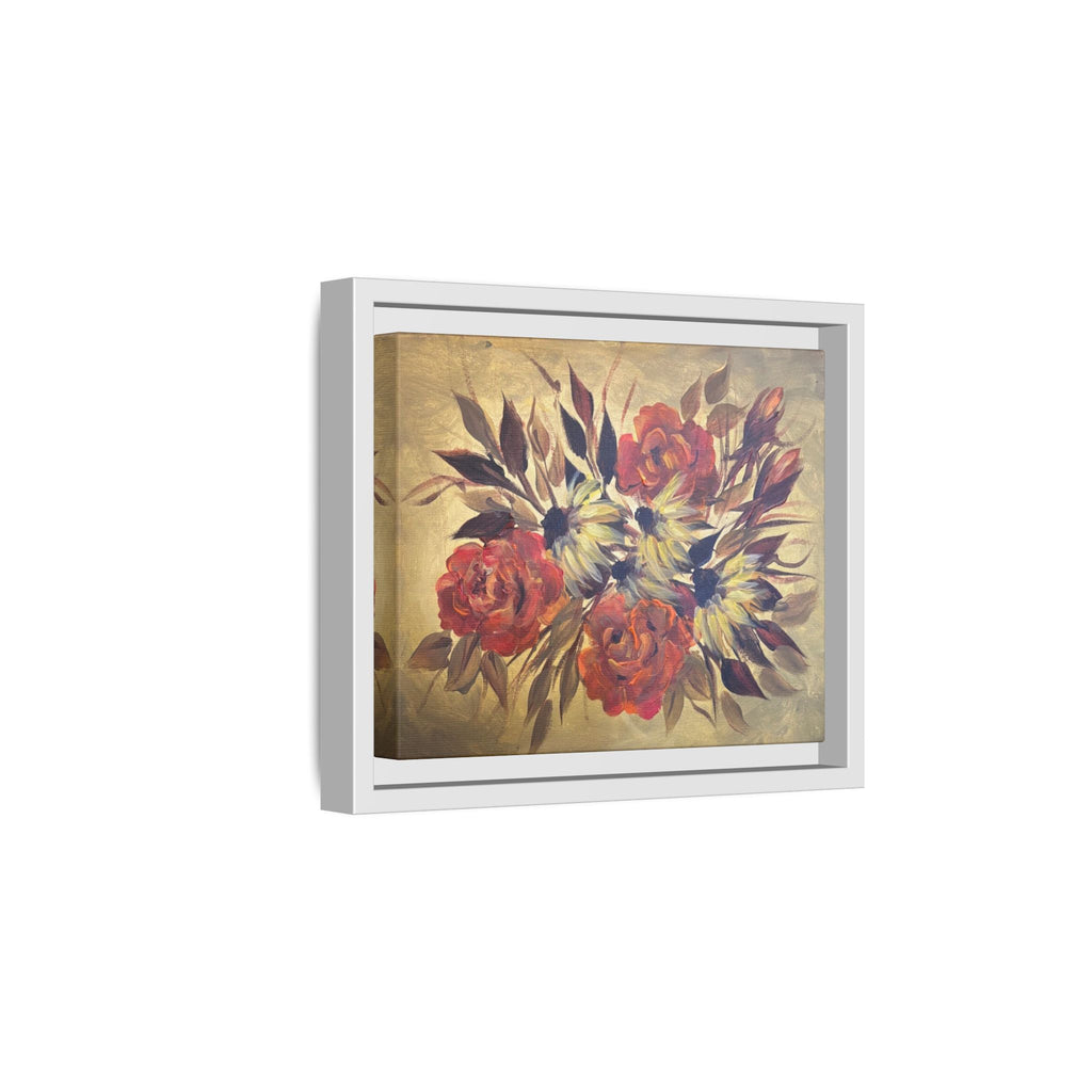Framed Floral Canvas Wall Art — Vintage Rose Bouquet Matte Print