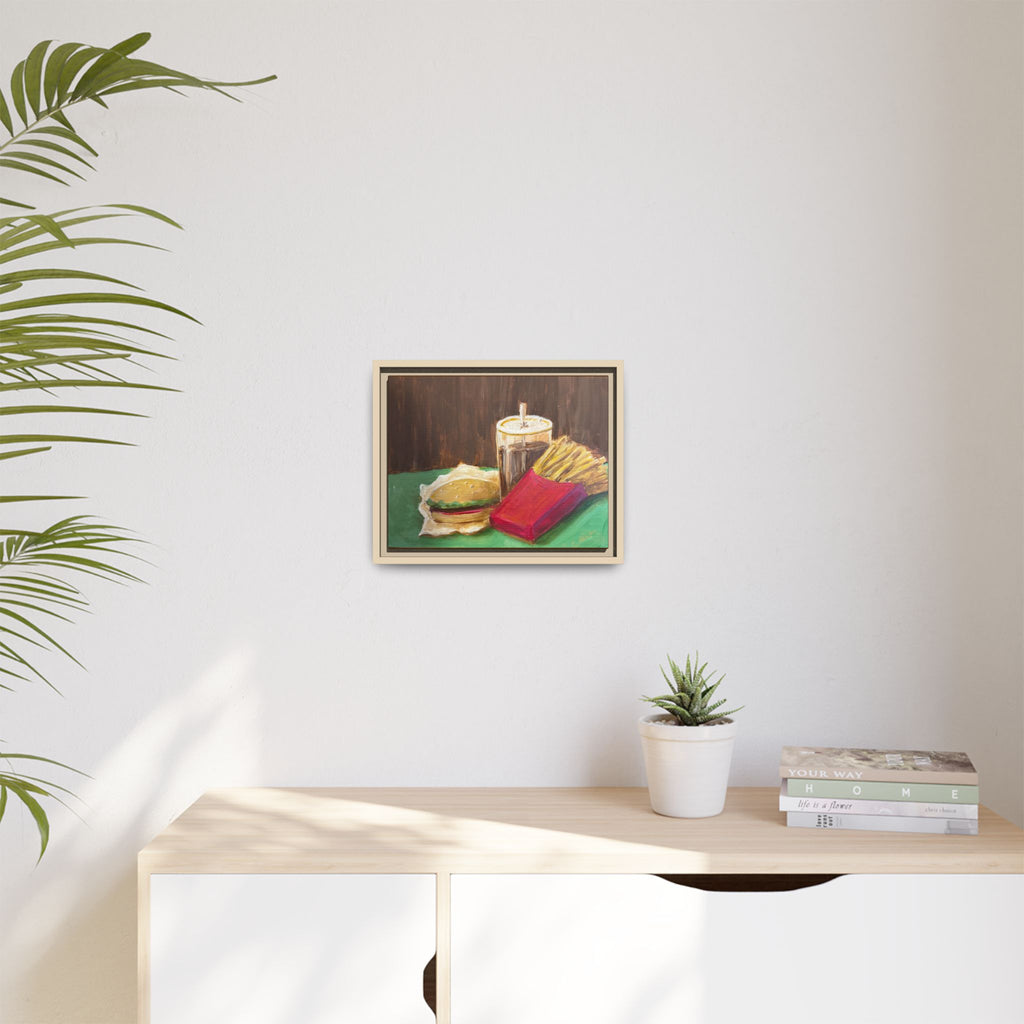 Burger and Fries Matte Canvas, Framed (Multi-color)