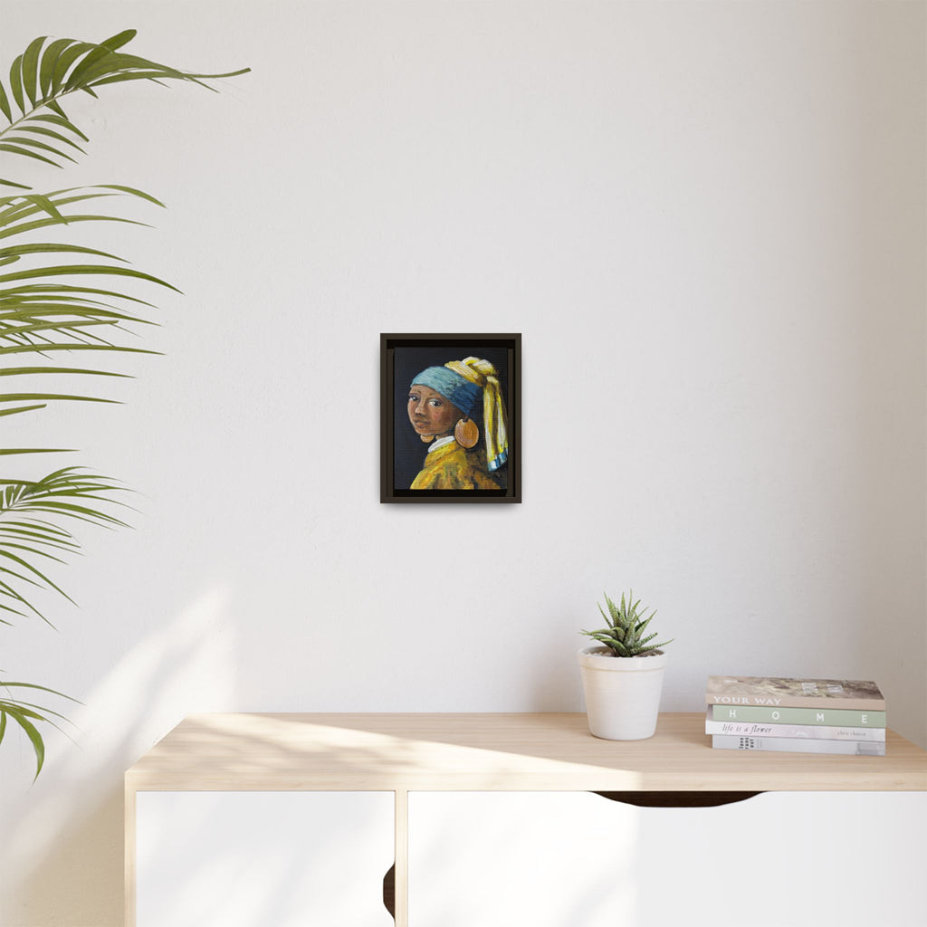 Girl with a Copper Earring, Framed Matte Canvas Print — new take on a classic.