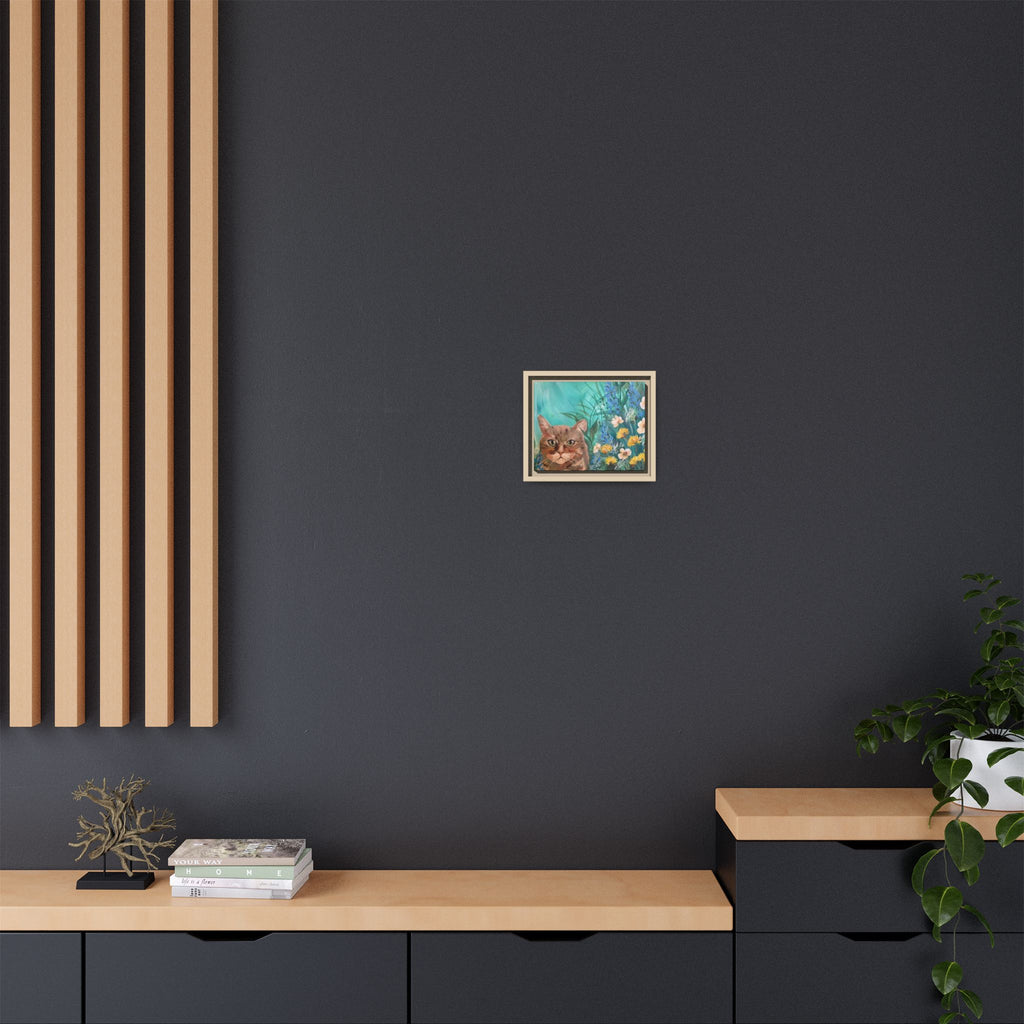 Framed Cat Portrait Canvas — Floral Wall Art