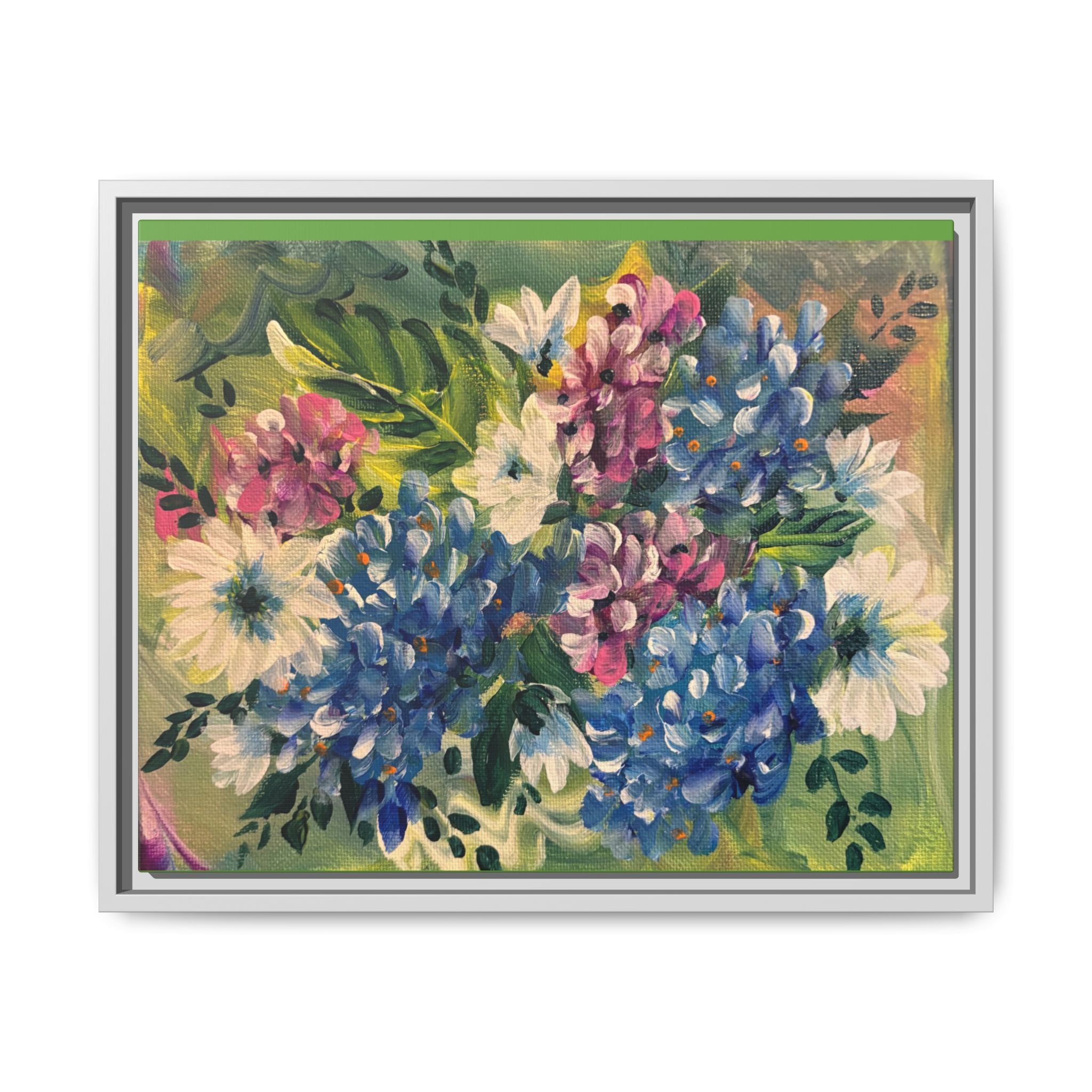 Floral Abstract Matte Canvas, Framed (Multi-color)