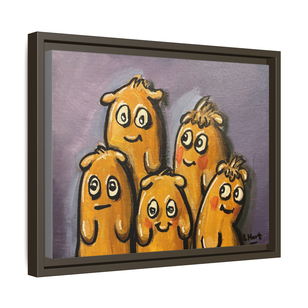 Whimsical Family Monsters Matte Canvas Framed Wall Art