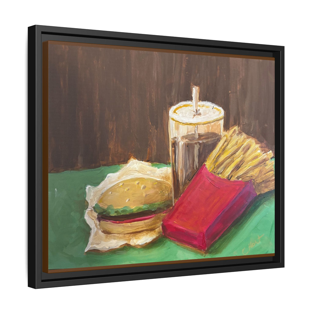 Burger and Fries Matte Canvas, Framed (Multi-color)