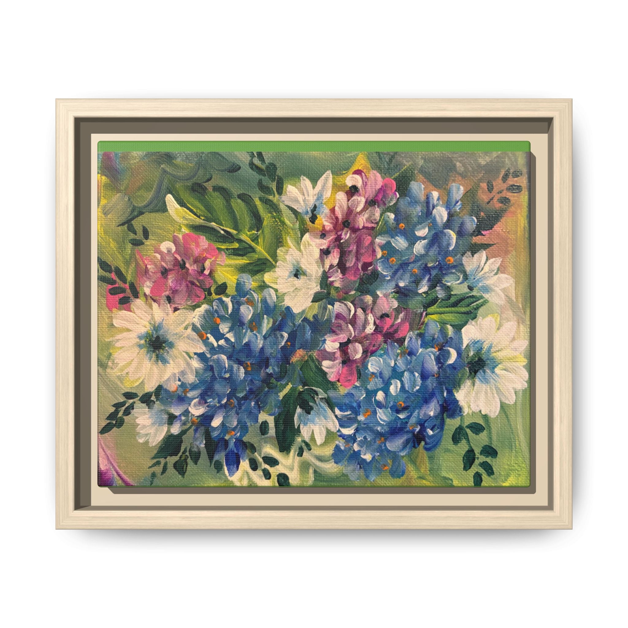 Floral Abstract Matte Canvas, Framed (Multi-color)