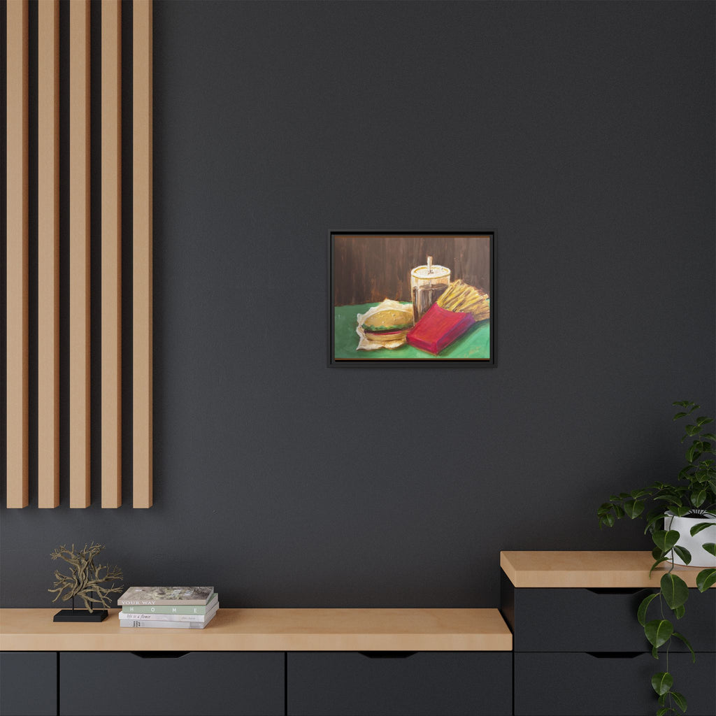 Burger and Fries Matte Canvas, Framed (Multi-color)