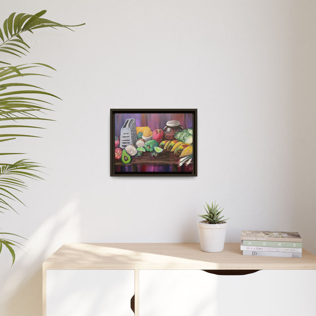 Taco Tuesday Framed Matte Canvas: Colorful Kitchen Still Life Painting